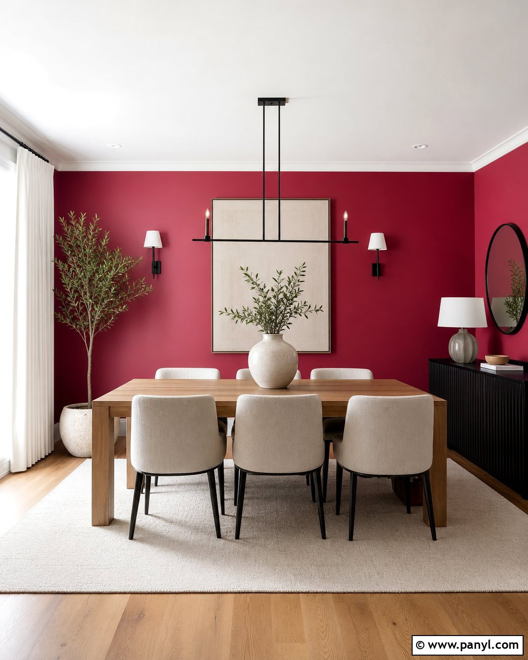 Contemporary Red Accent Wall Dining Room - 20 Empty Room With Red Accent Wall Ideas