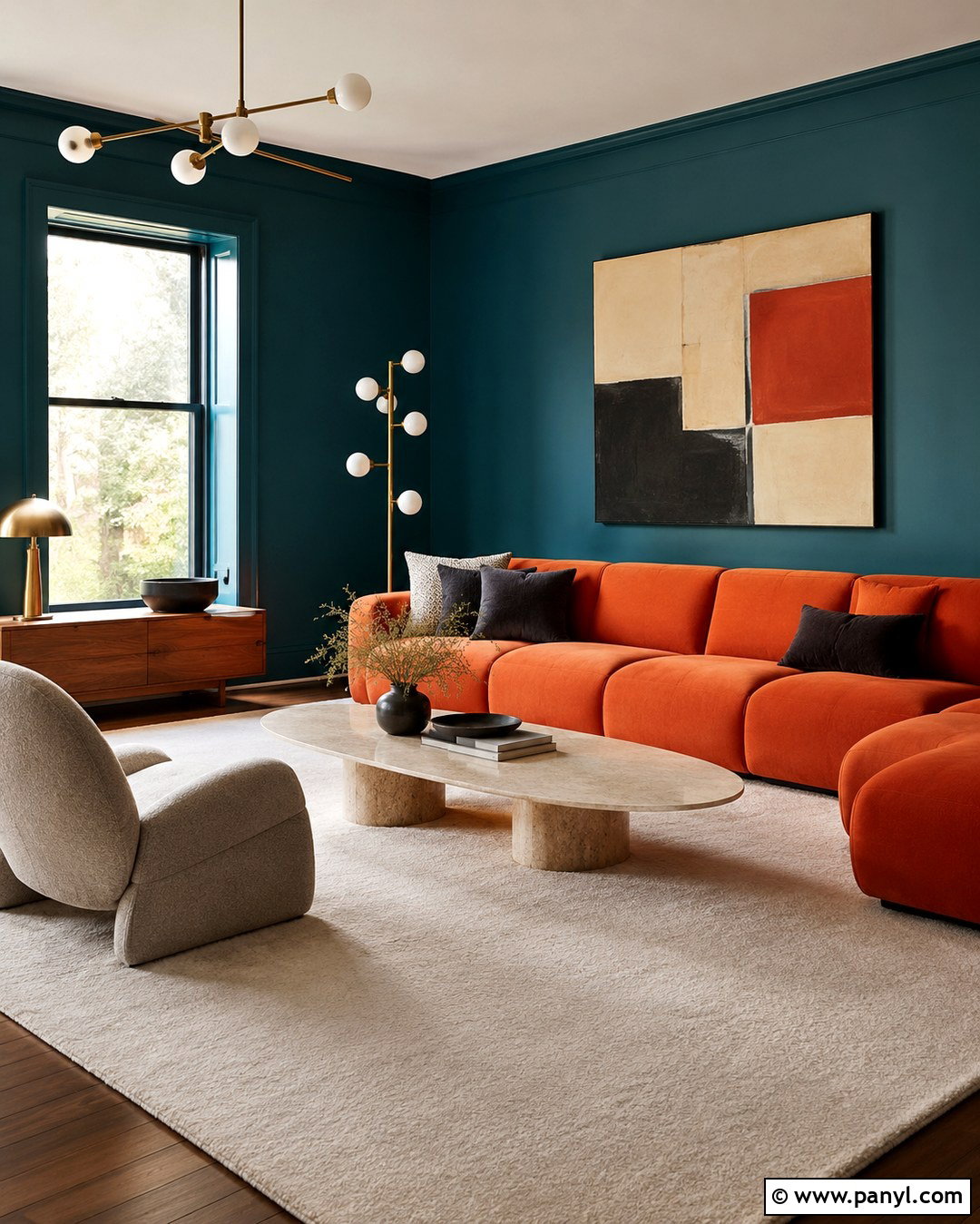 Contemporary Teal Wall Orange Sofa - 20 Teal Wall Orange Sofa Ideas