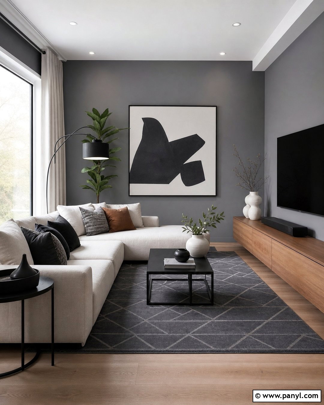 Cool Gray Modern Living Room - 25 Wall Paint Gray Ideas