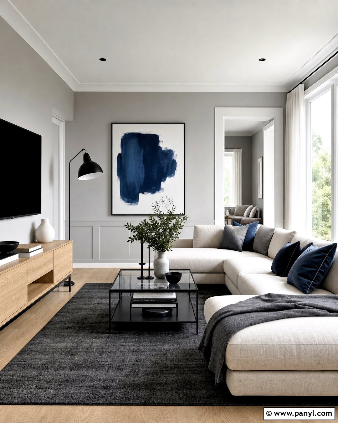 Cool Grey Living Room With Black Accents - 20 grey paint living room ideas