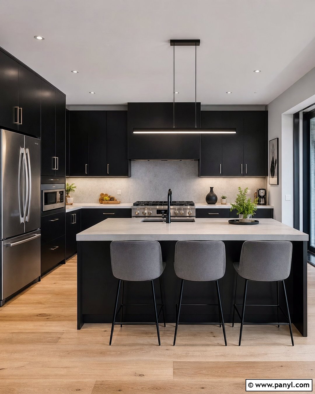 Cool Grey Walls With Flat Black Cabinets - 25 Grey Walls Black Cabinets