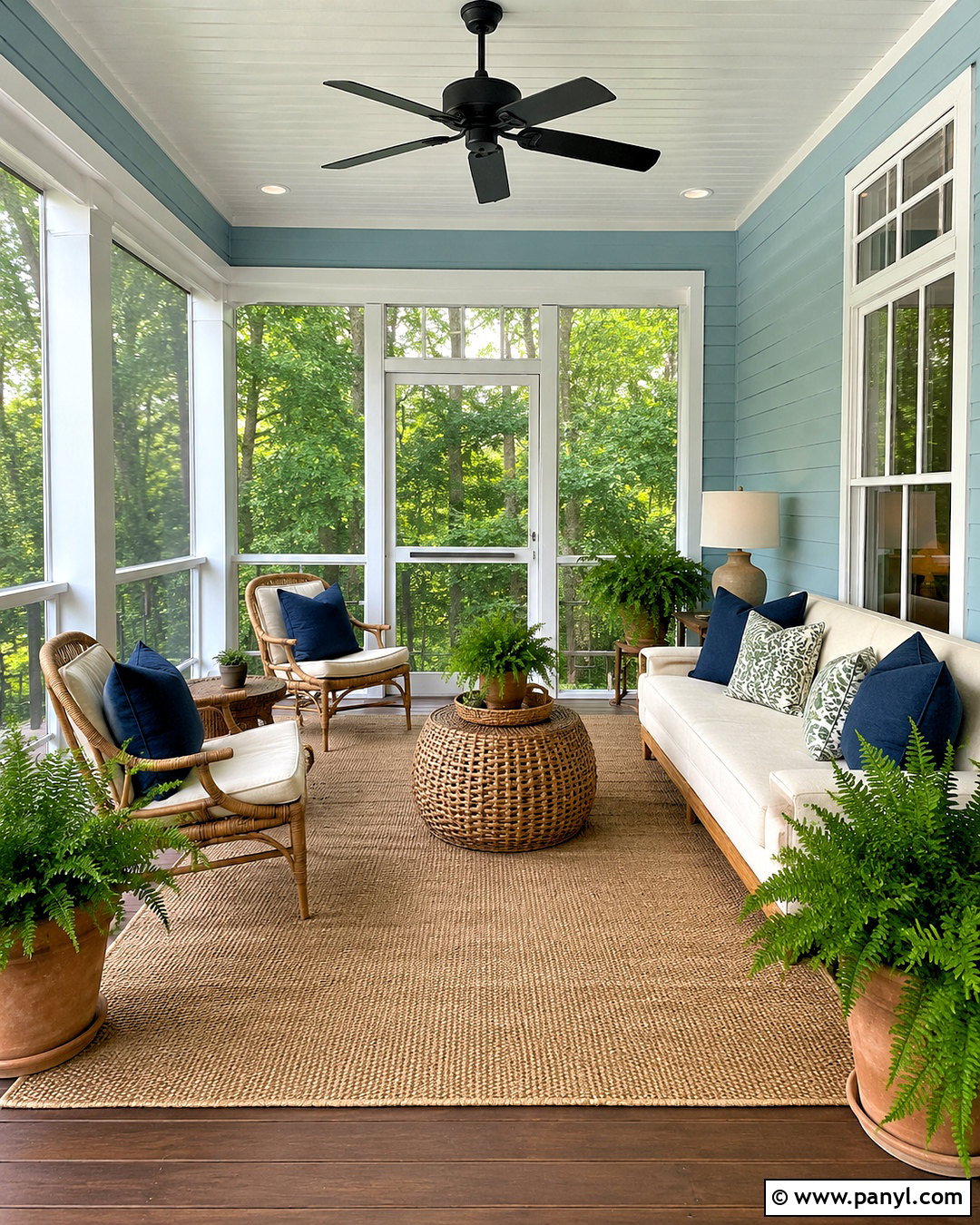 Cooled Blue SW 6759 Screened Porch - 20 light teal paint colors