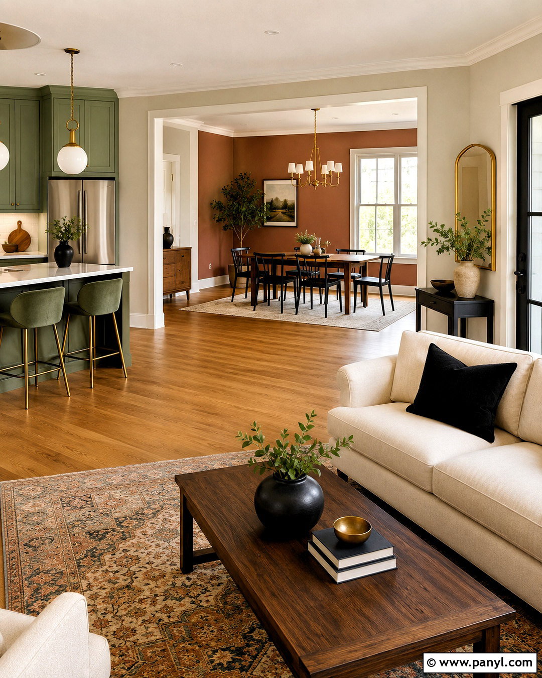 Coordinated Open Plan Wall Colors - 40 Room Wall Color Ideas