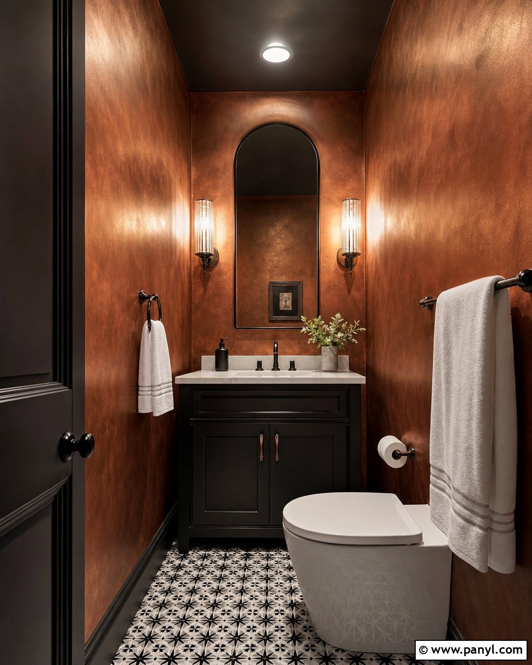 Copper And Black Powder Room - 25 Copper Wall Color Ideas