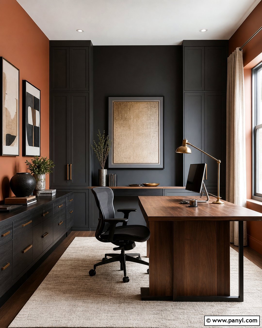 Copper And Charcoal Home Office - 25 Copper Wall Color Ideas