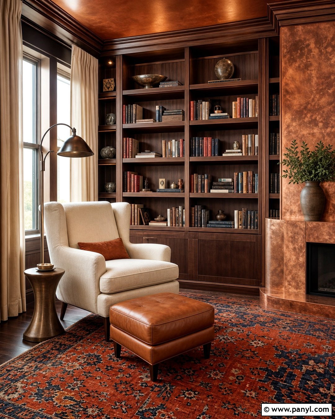 Copper And Walnut Reading Room - 25 Copper Wall Color Ideas