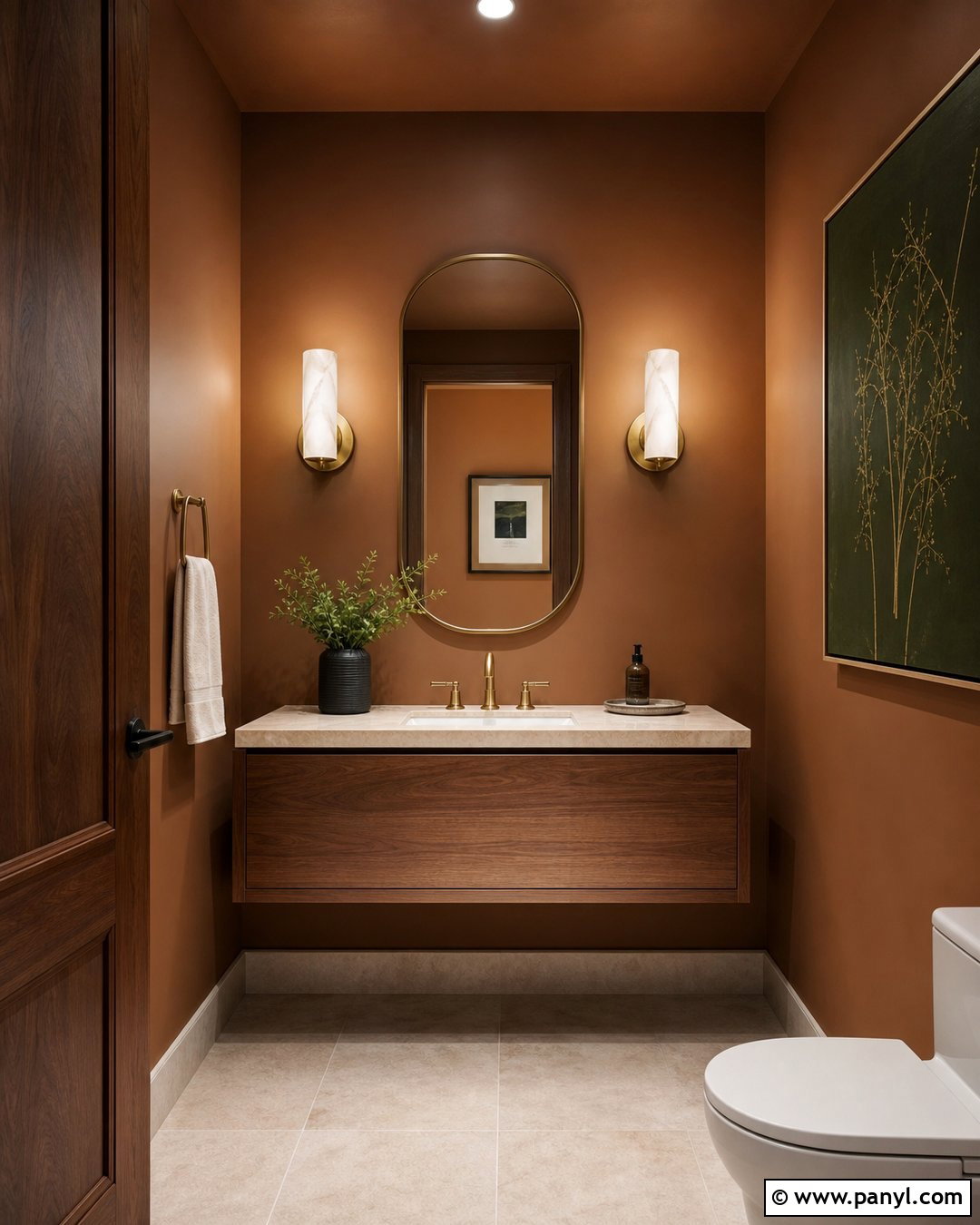 Copper Brown Powder Room Walls - 25 Warm Brown Wall Color Ideas