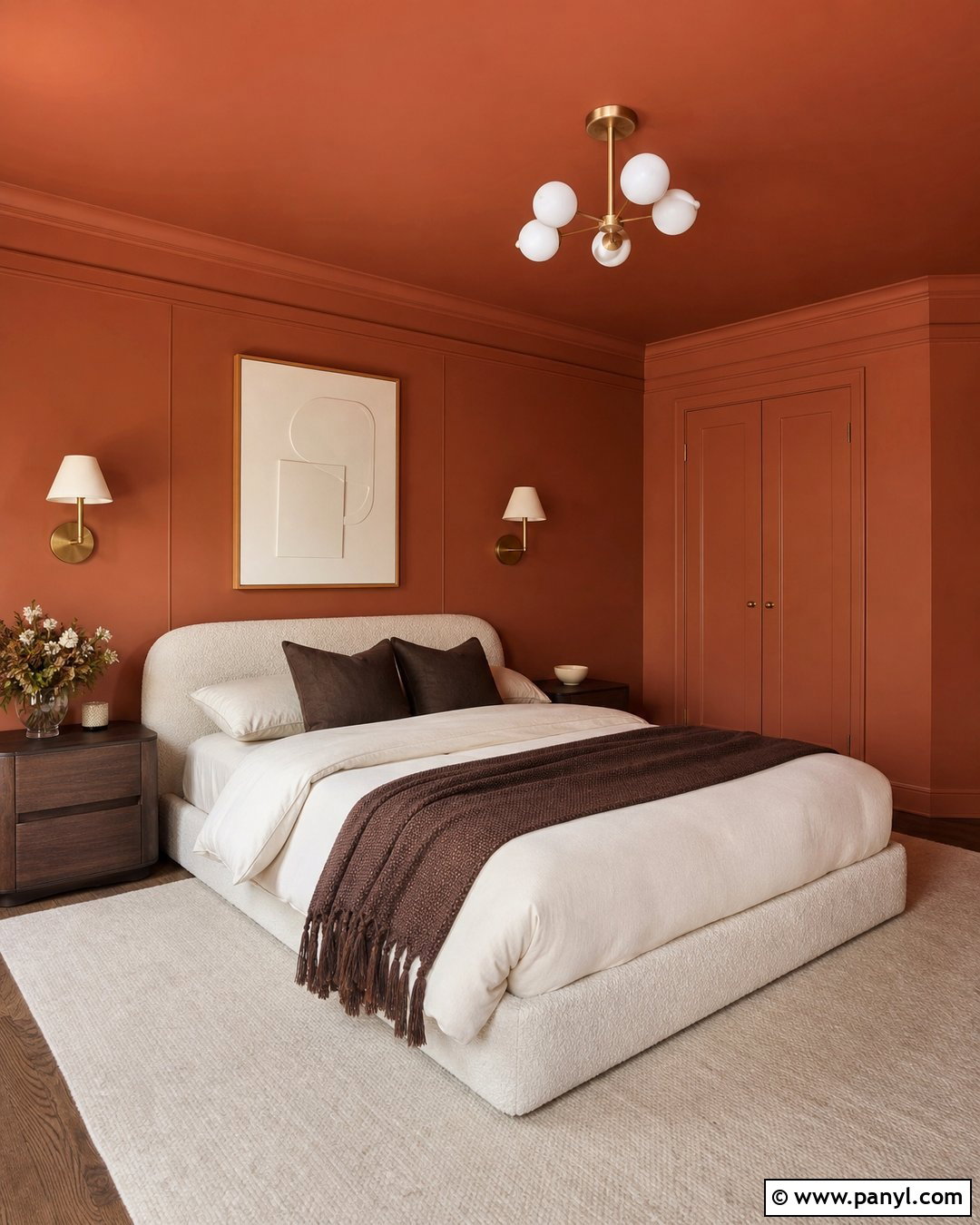 Copper Color Drenched Bedroom - 25 Copper Wall Color Ideas