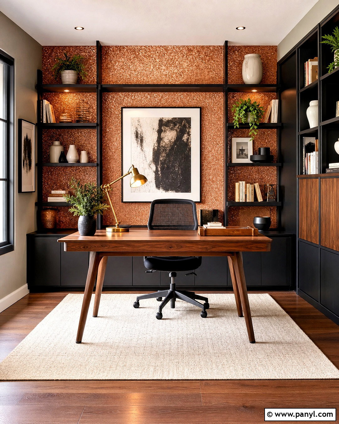 Copper Glitter Accent Wall Home Office - 20 glitter accent wall ideas