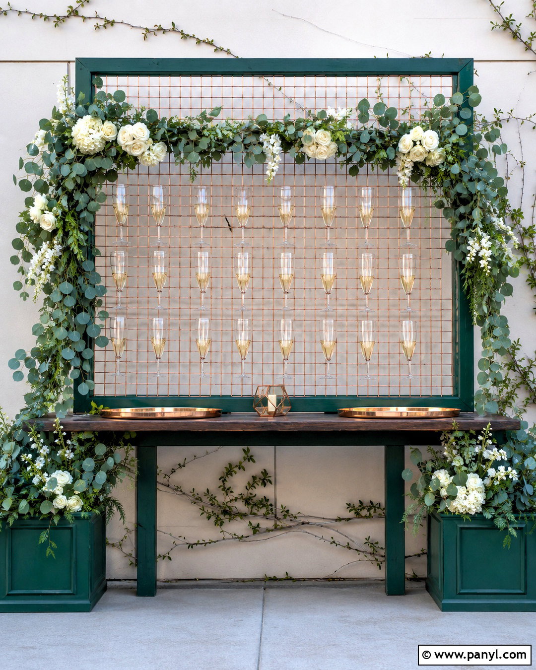 Copper Grid Champagne Wall - 20 diy champagne wall ideas