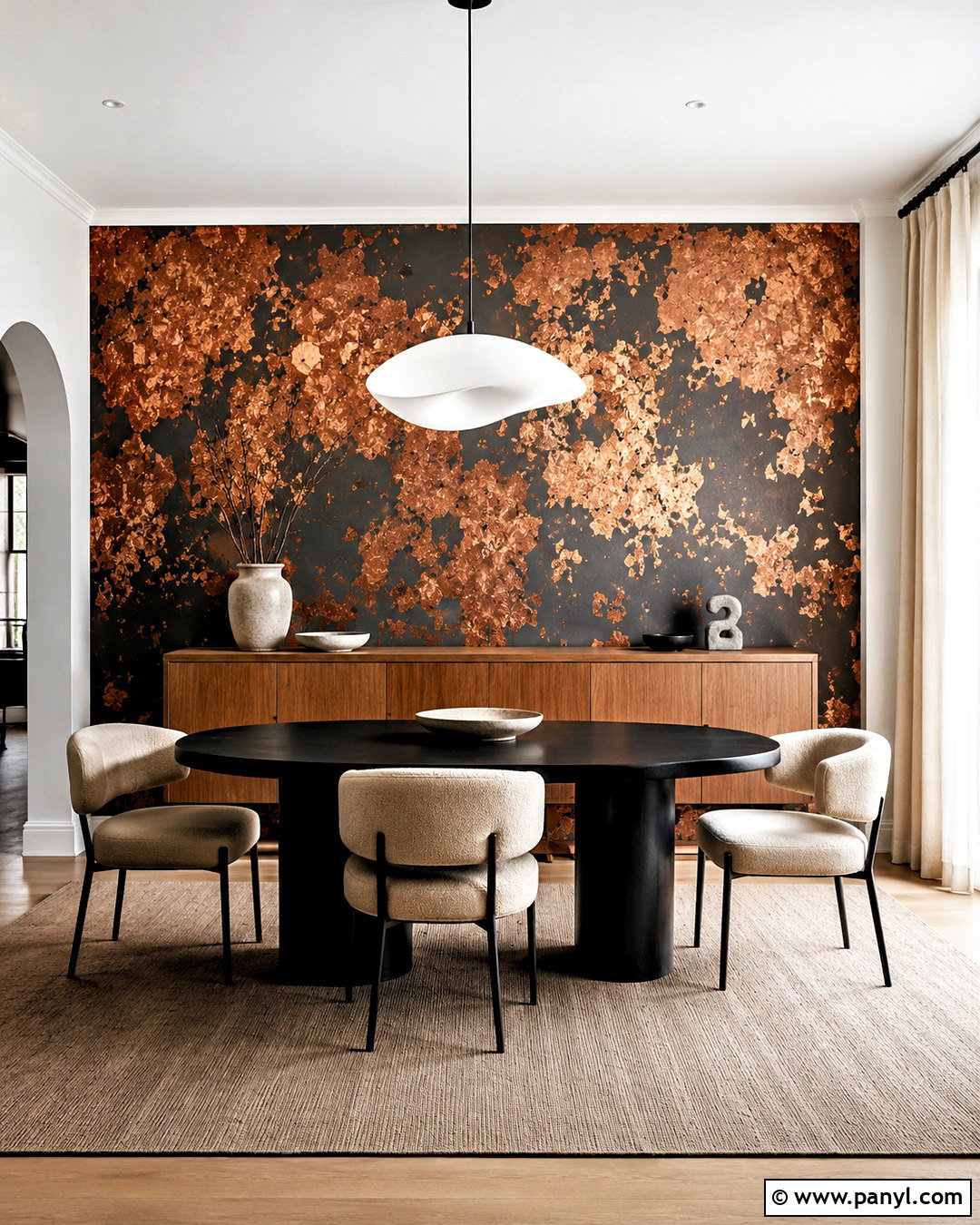 Copper Leaf Accent Wall - 20 copper wall ideas