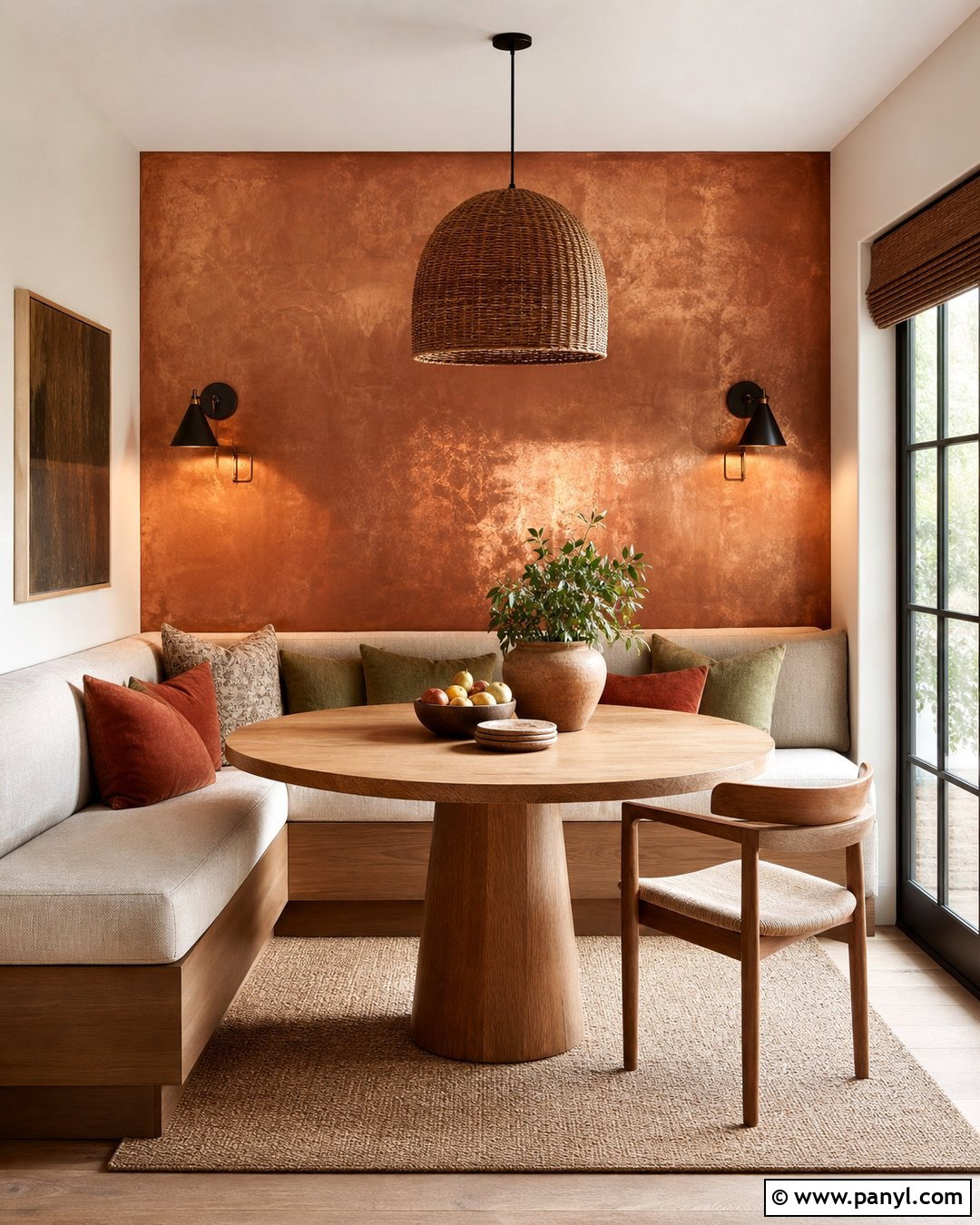 Copper Metallic Breakfast Nook Wall - 35 metallic paint walls
