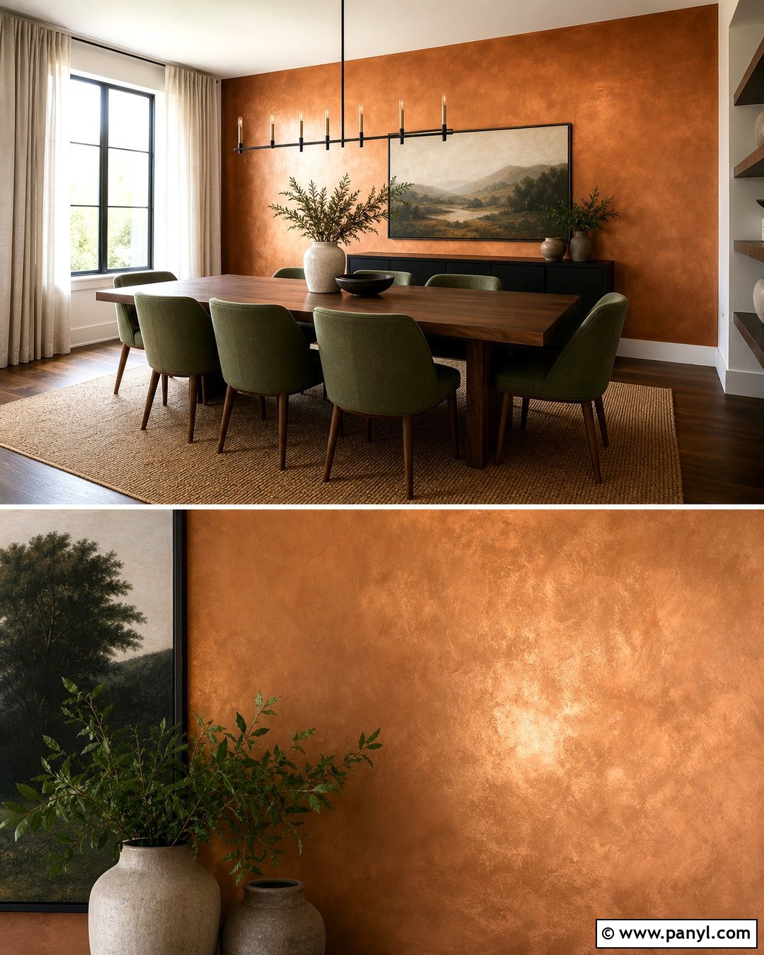 Copper Metallic Paint Dining Room Wall - 20 Metallic Paint Feature Wall Ideas