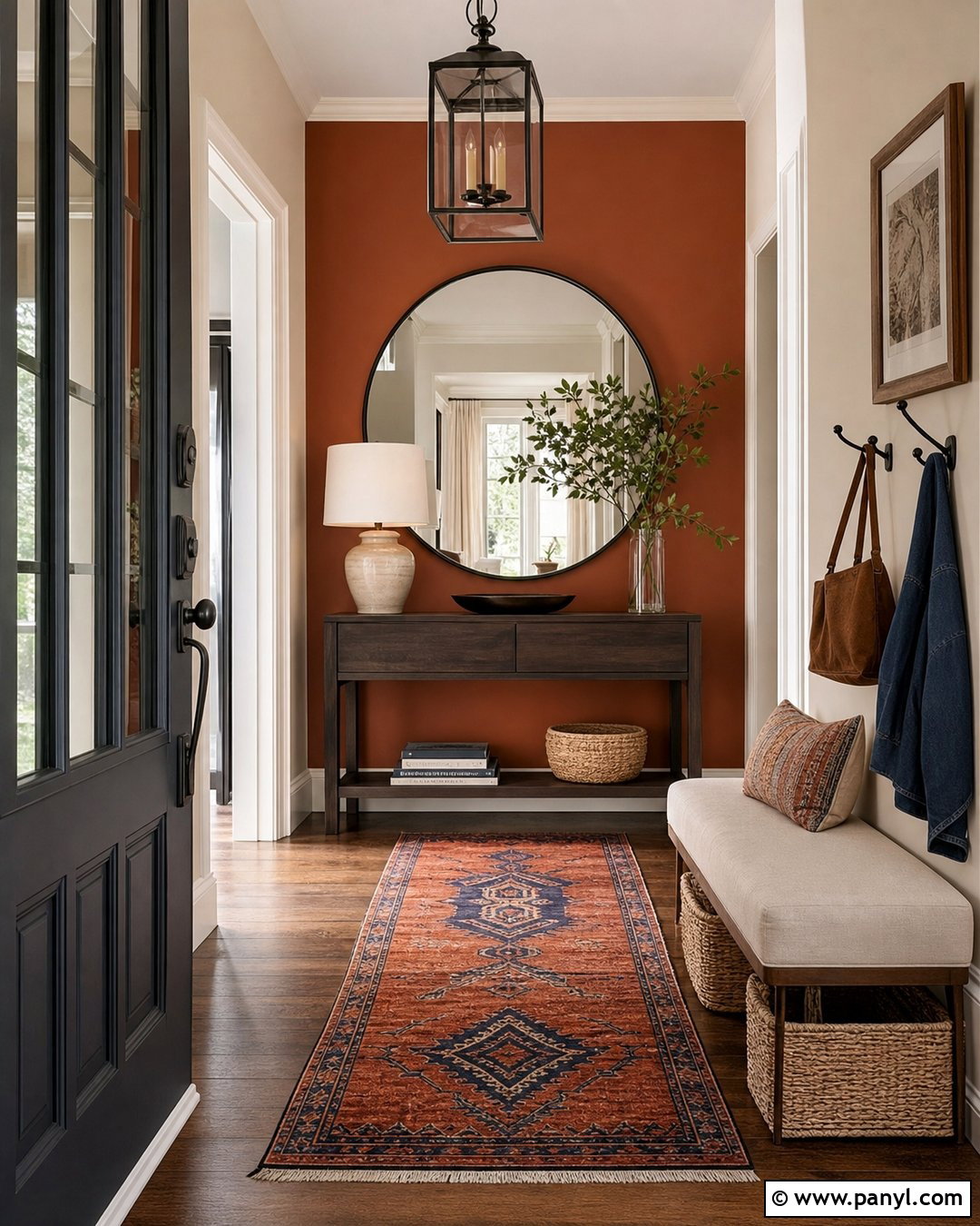 Copper Orange Entryway Wall - 20 Brown Orange Wall Color Ideas
