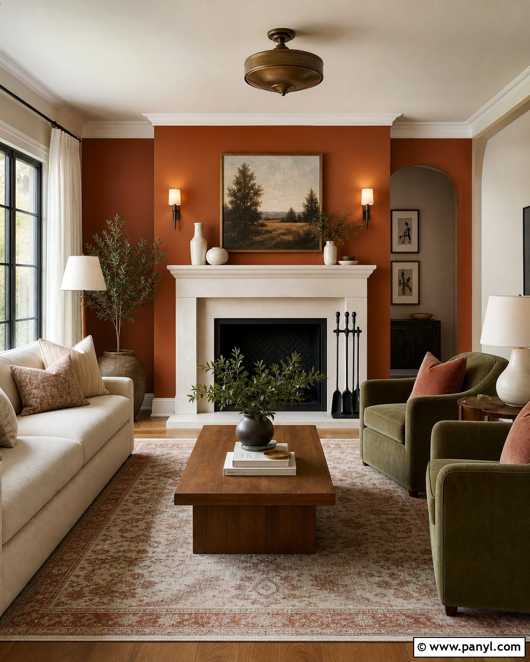 Copper Orange Fireplace Accent Wall - 30 orange accent walls
