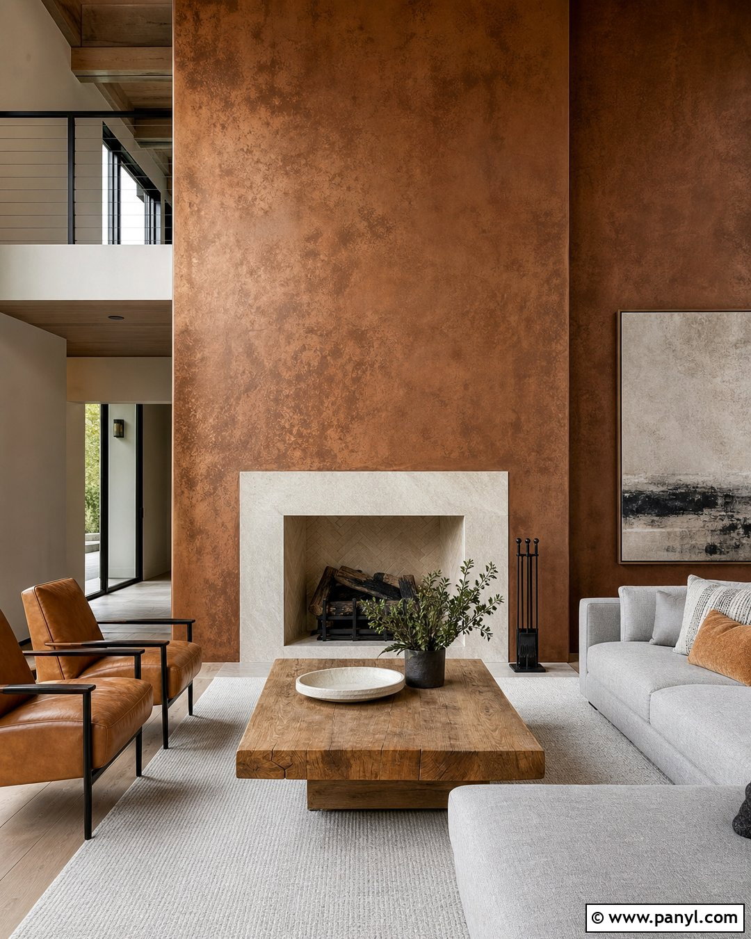 Copper Plaster Fireplace Wall - 25 Copper Wall Color Ideas