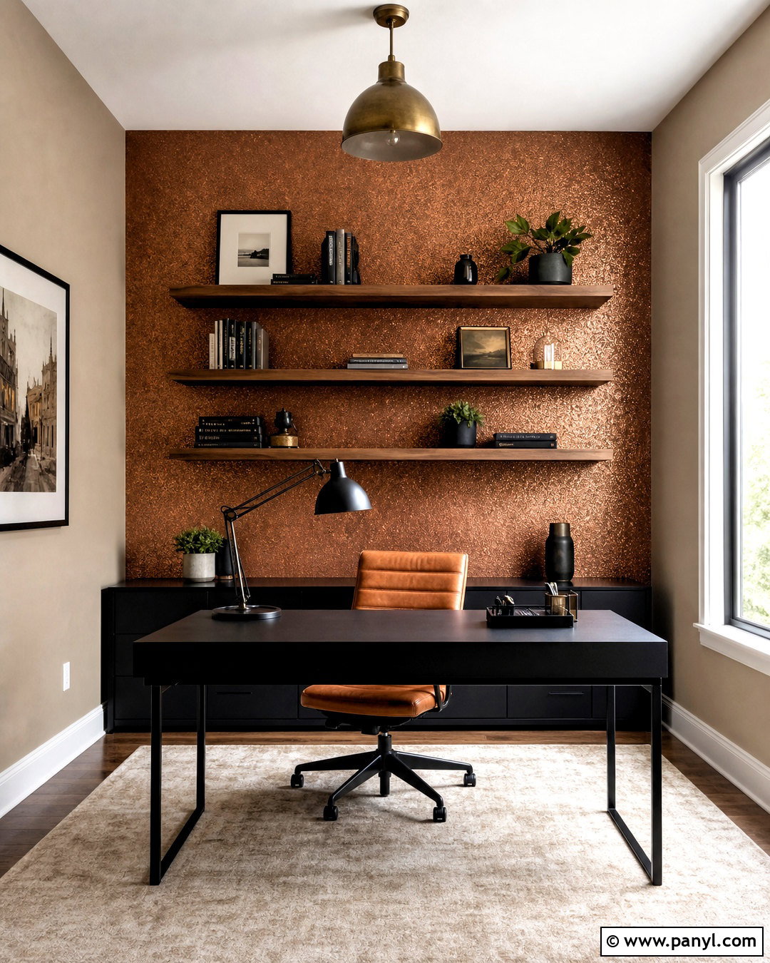 Copper Sparkly Wall Home Office - 20 sparkly walls