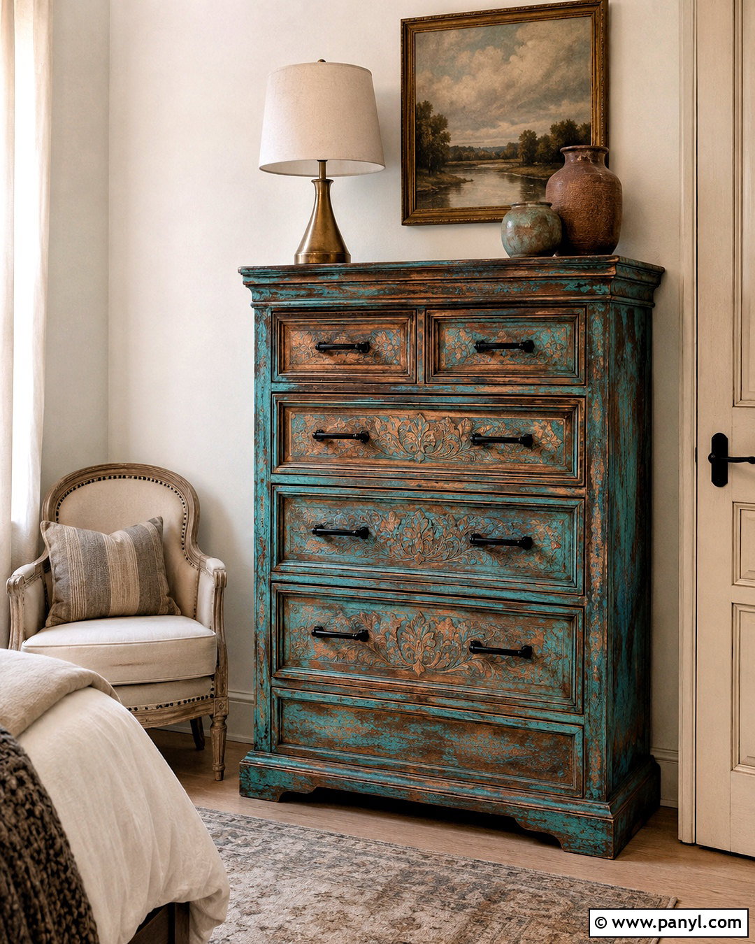 Copper Verdigris Patina Paint Dresser - 20 patina paint ideas