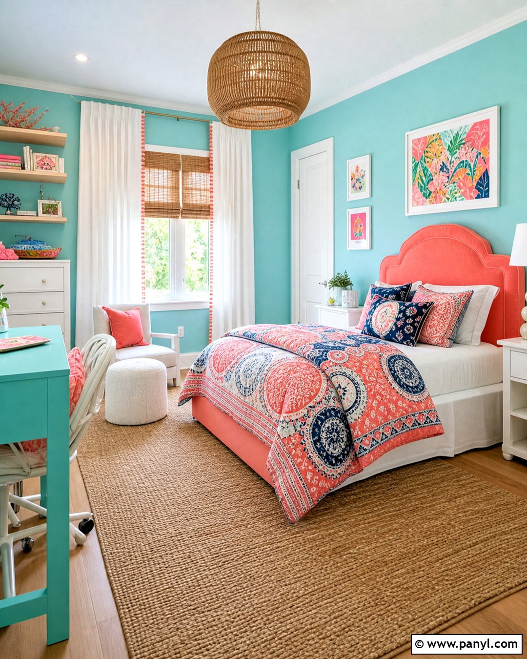 Coral And Aqua Girls Bedroom - 20 girls bedroom color ideas