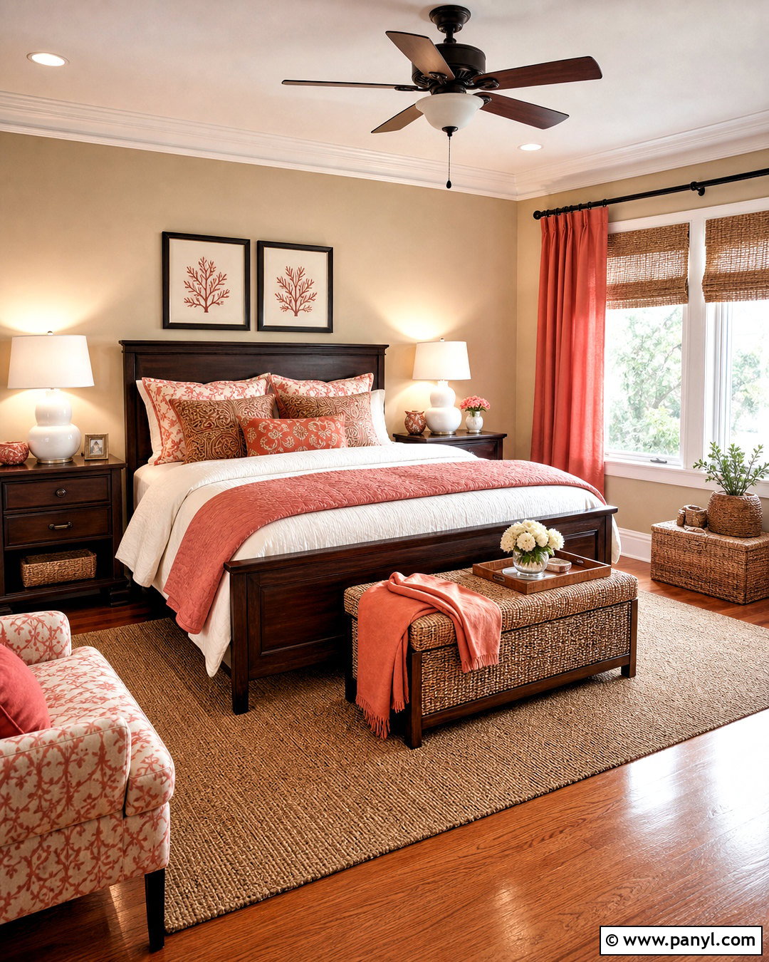 Coral And Chocolate Brown Bedroom - 20 coral color schemes