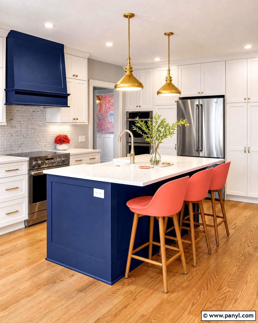 Coral And Cobalt Blue Kitchen - 20 coral color schemes