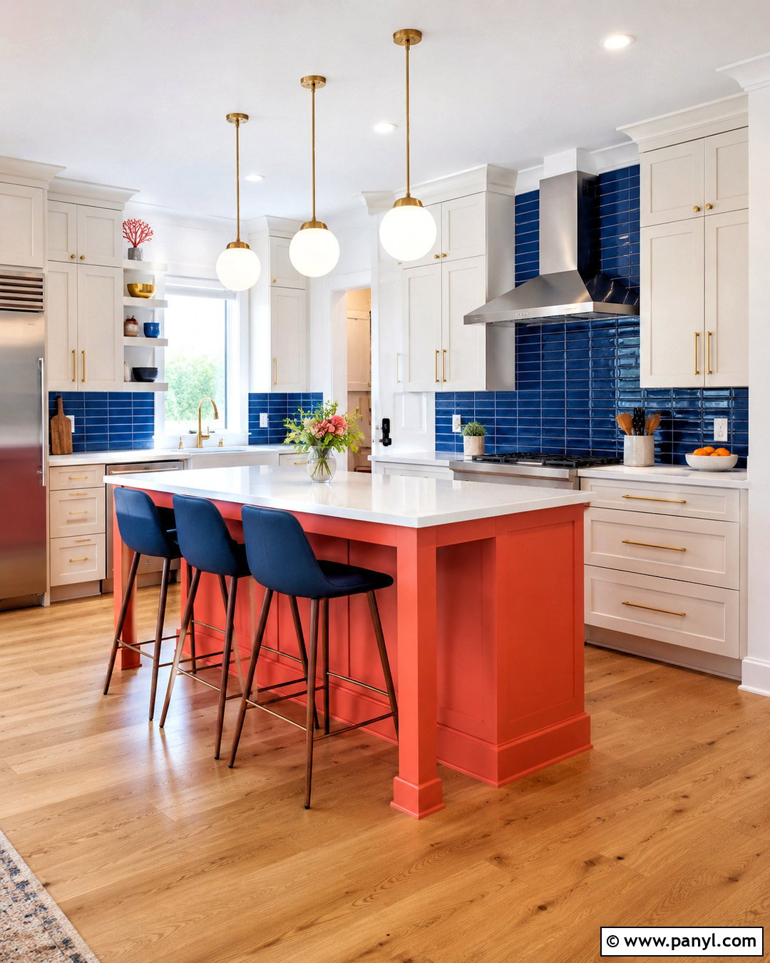 Coral And Cobalt Blue Kitchen - 20 coral color palette ideas
