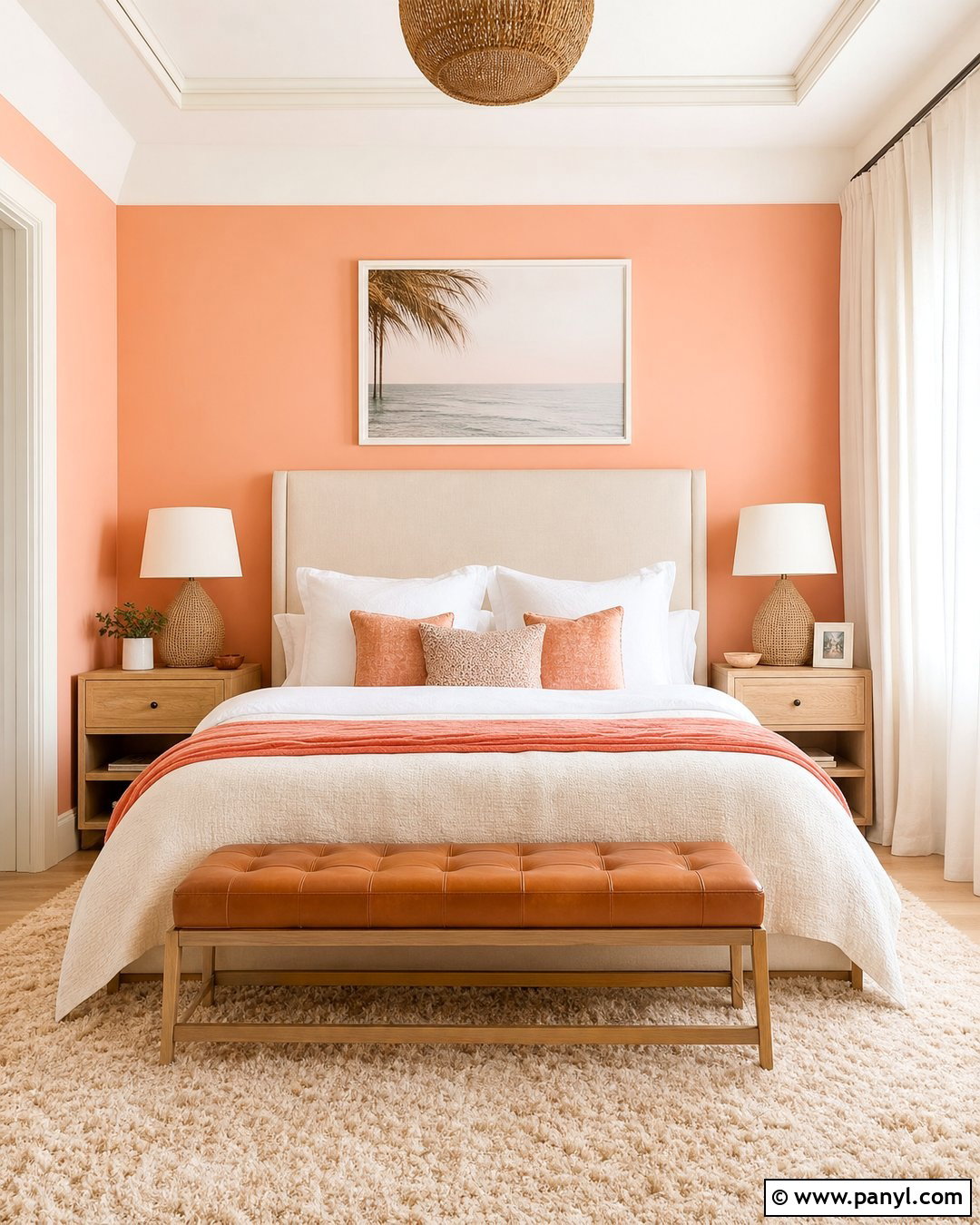 Coral And Cream Bedroom - 30 coral walls