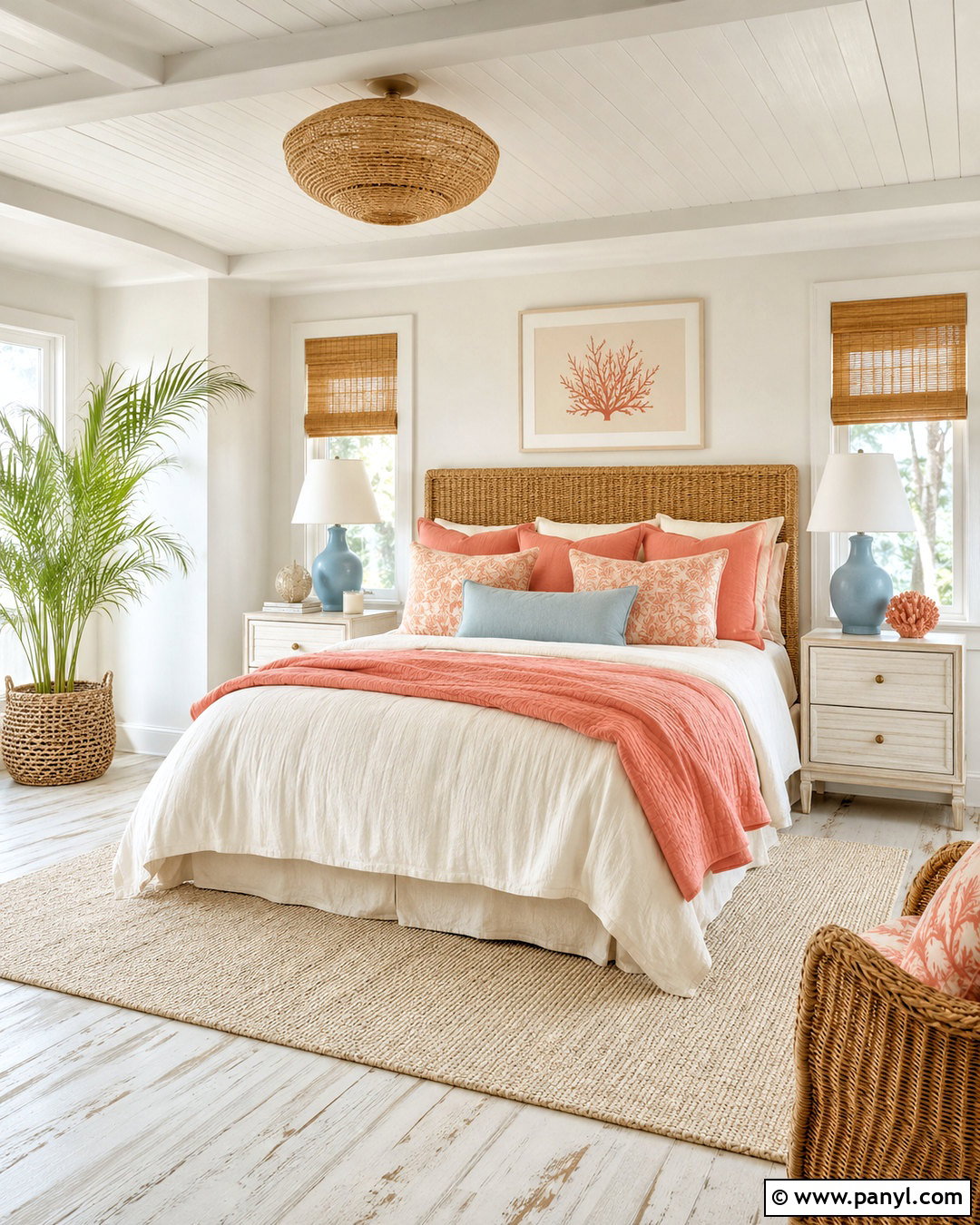 Coral And Cream Coastal Bedroom - 20 coral color palette ideas