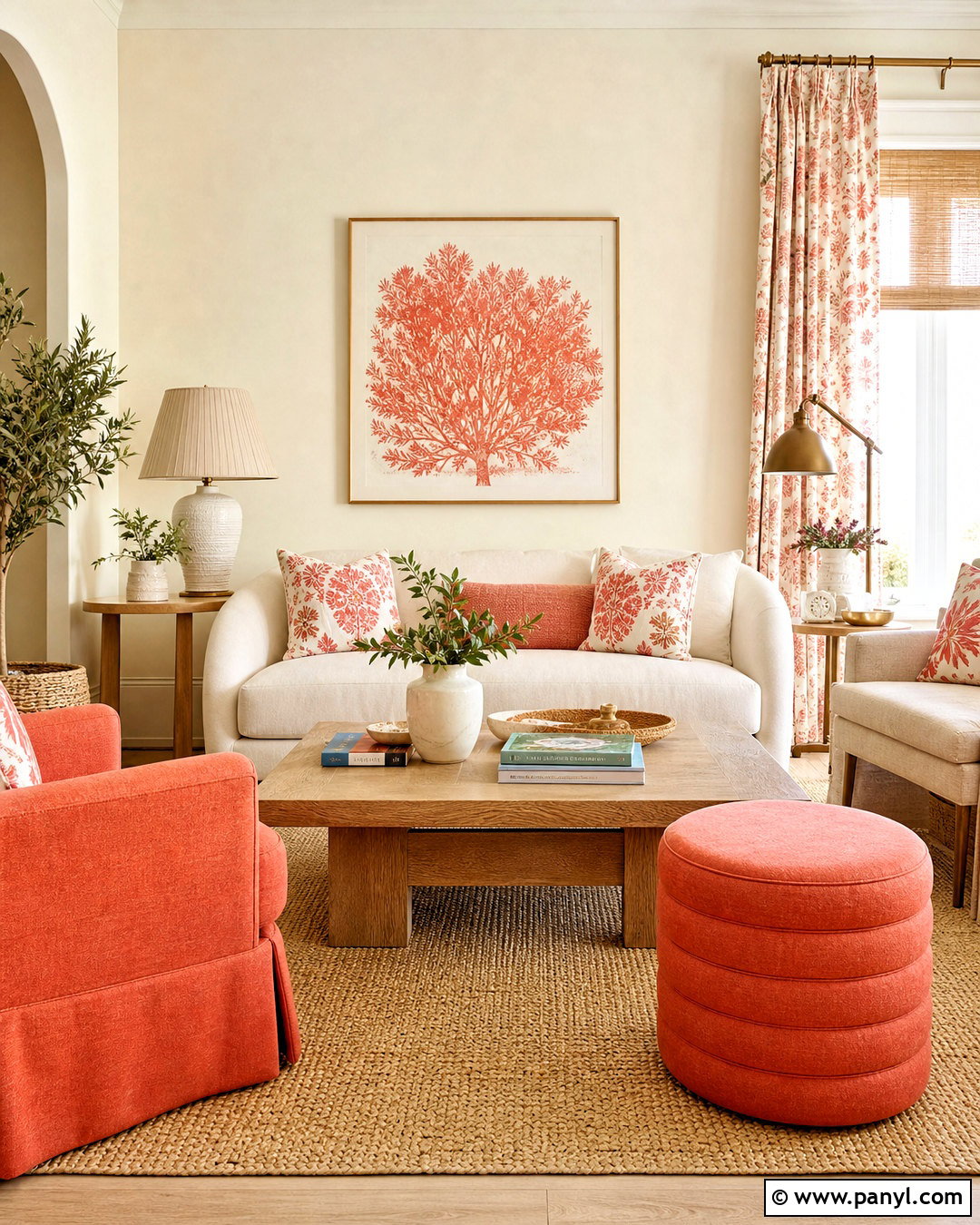 Coral And Cream Living Room - 20 coral color schemes