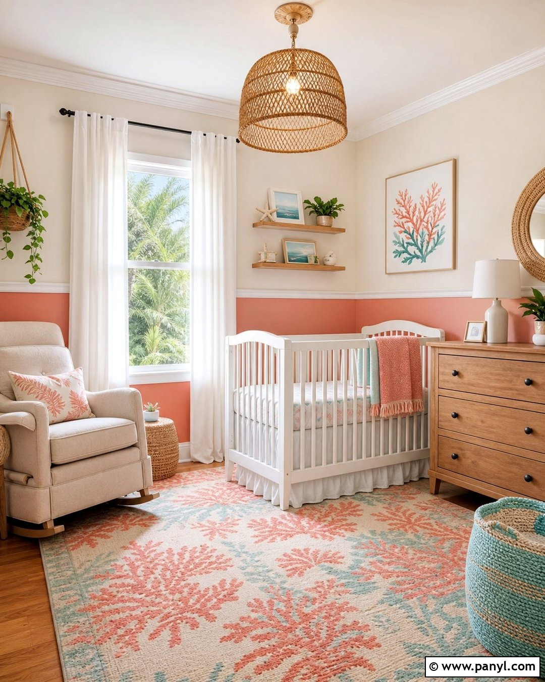 Coral And Cream Nursery Walls - 25 Two Tone Nursery Walls