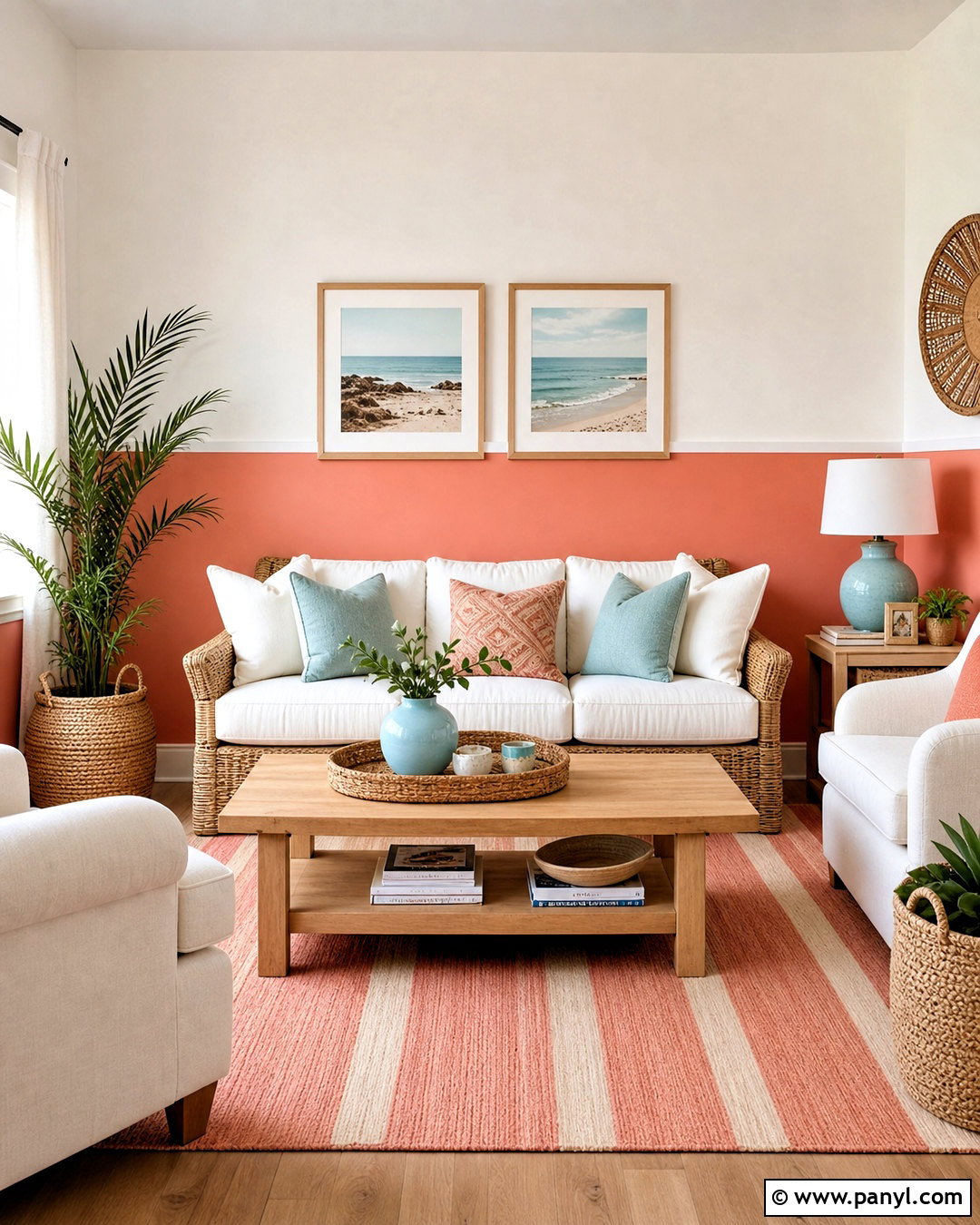 Coral And Cream Two Tone Living Room Walls - 20 two tone living room walls