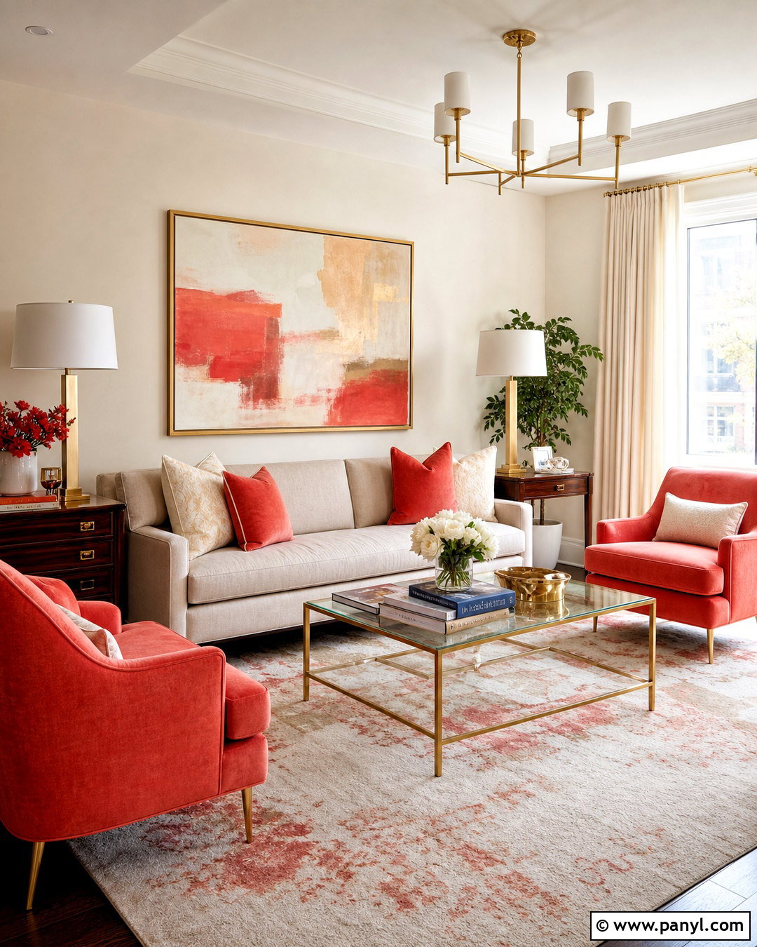 Coral And Gold Living Room - 20 coral color schemes