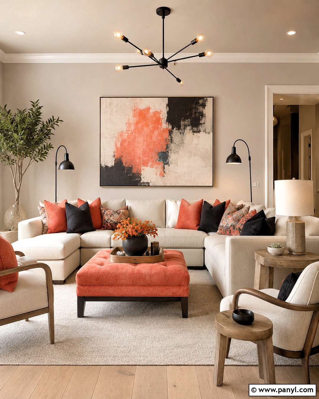 Coral And Greige Living Room - 20 coral color palette ideas
