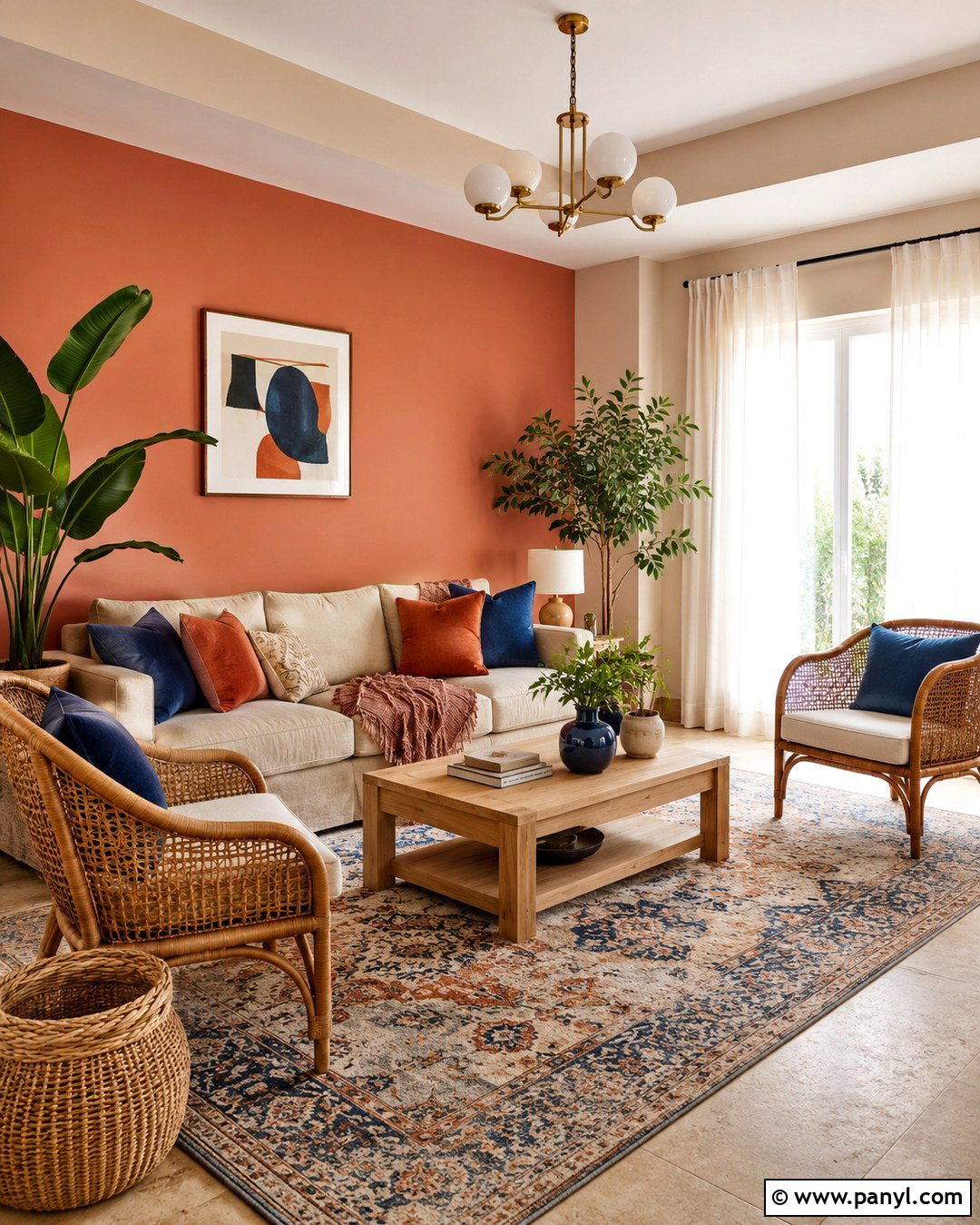 Coral And Linen Beige Hall Walls - 20 Colour Combinations For Hall Wall Ideas