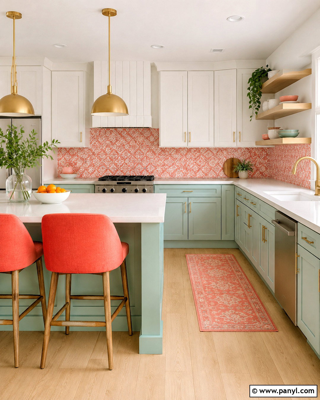 Coral And Mint Green Kitchen - 20 coral color palette ideas