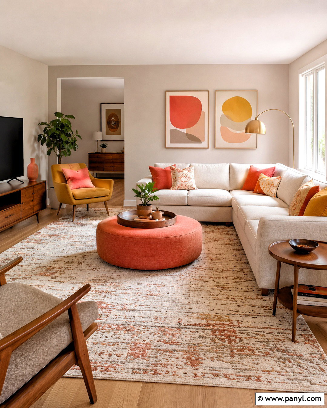 Coral And Mustard Family Room - 20 coral color palette ideas
