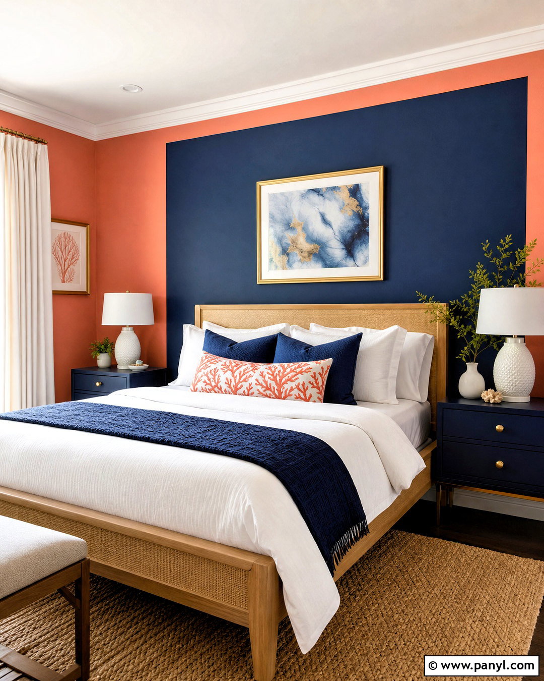 Coral And Navy Bedroom Walls - 20 two color wall ideas