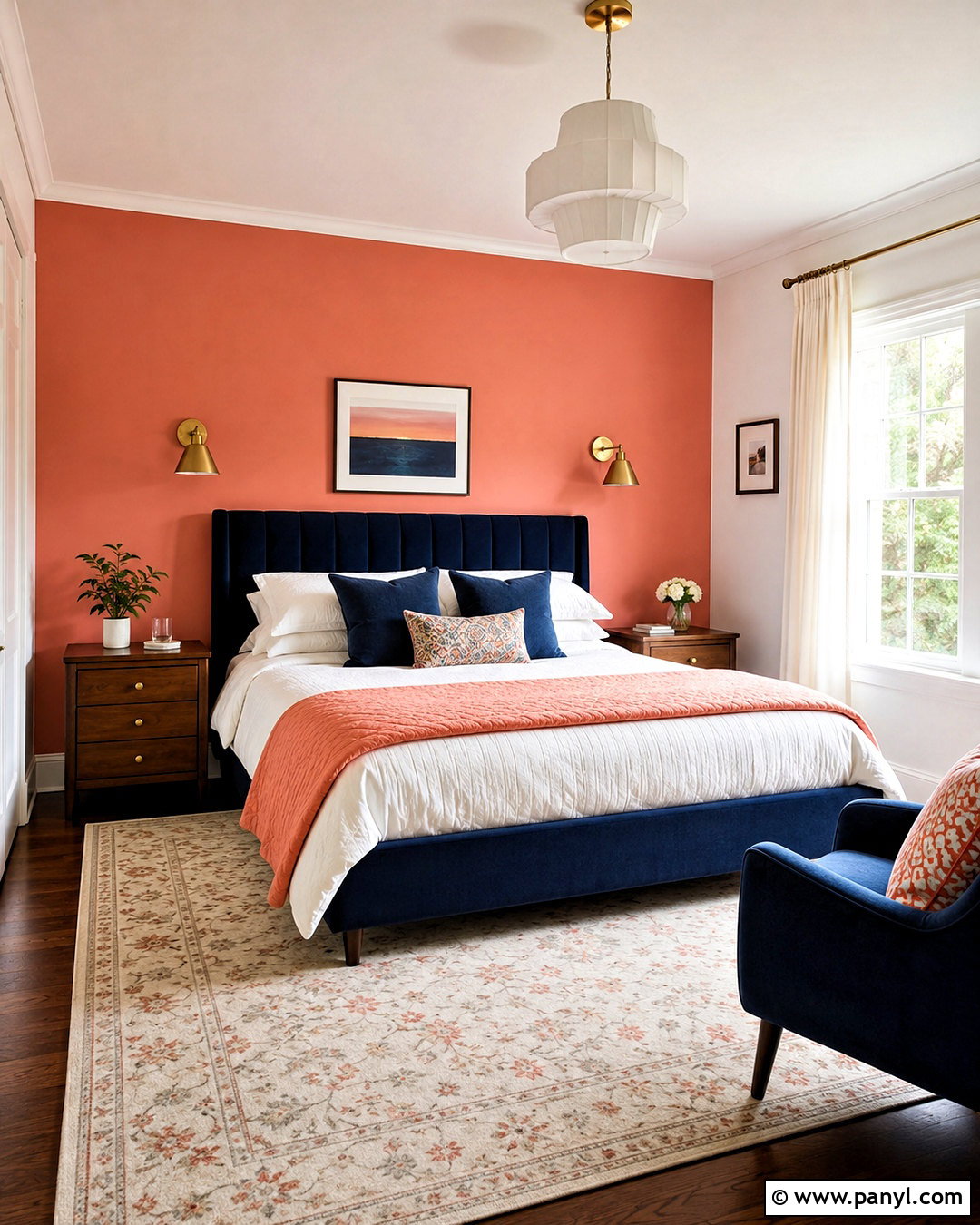 Coral And Navy Bedroom - 20 coral interior ideas