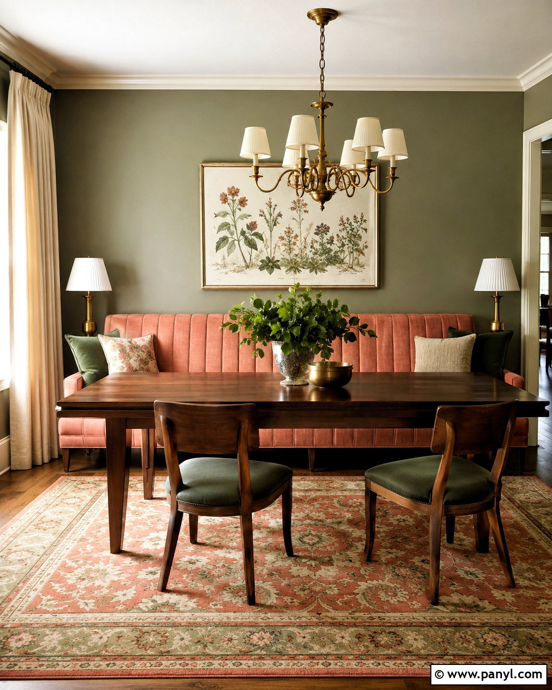 Coral And Olive Green Dining Room - 20 coral color palette ideas