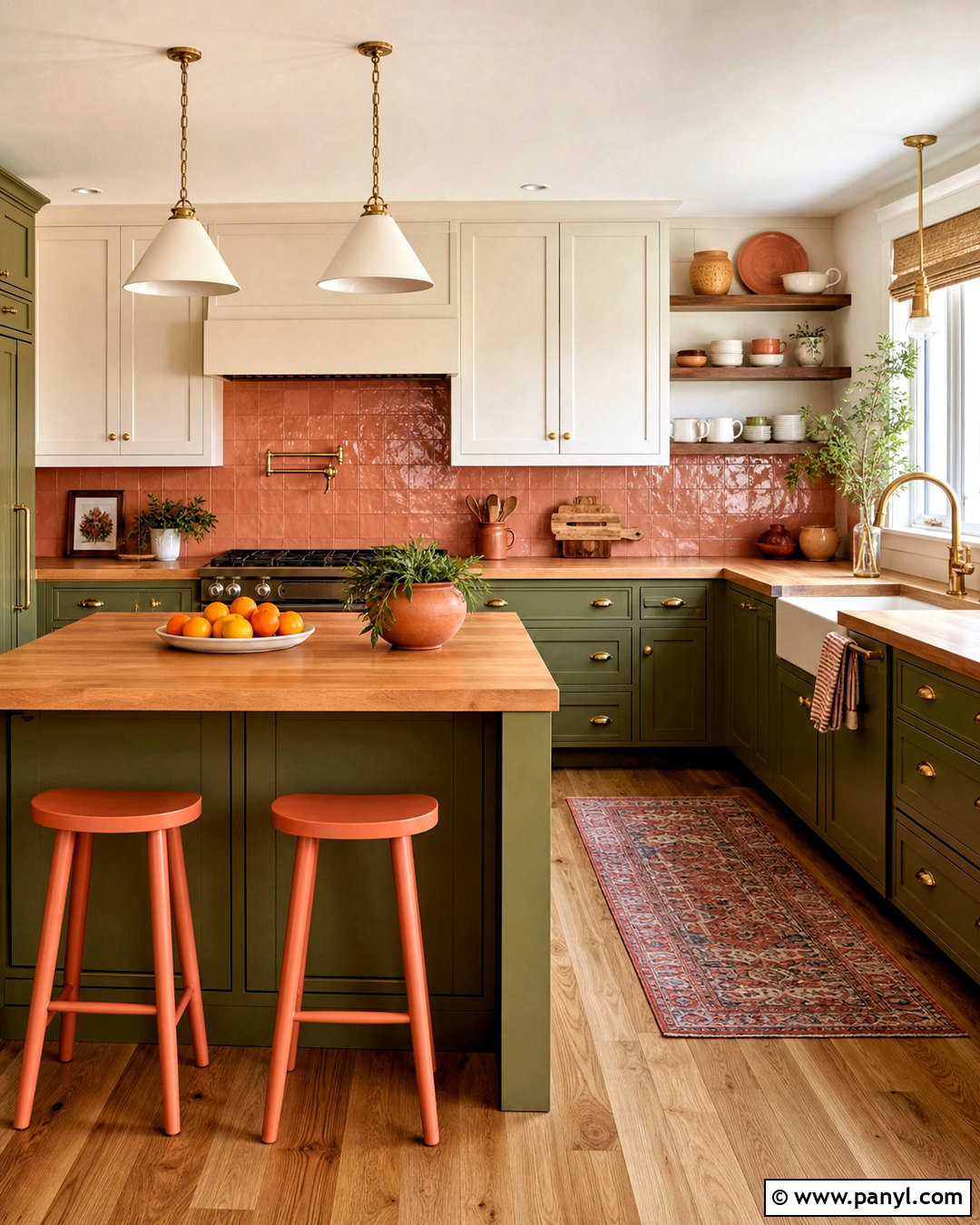 Coral And Olive Green Kitchen - 20 coral color schemes