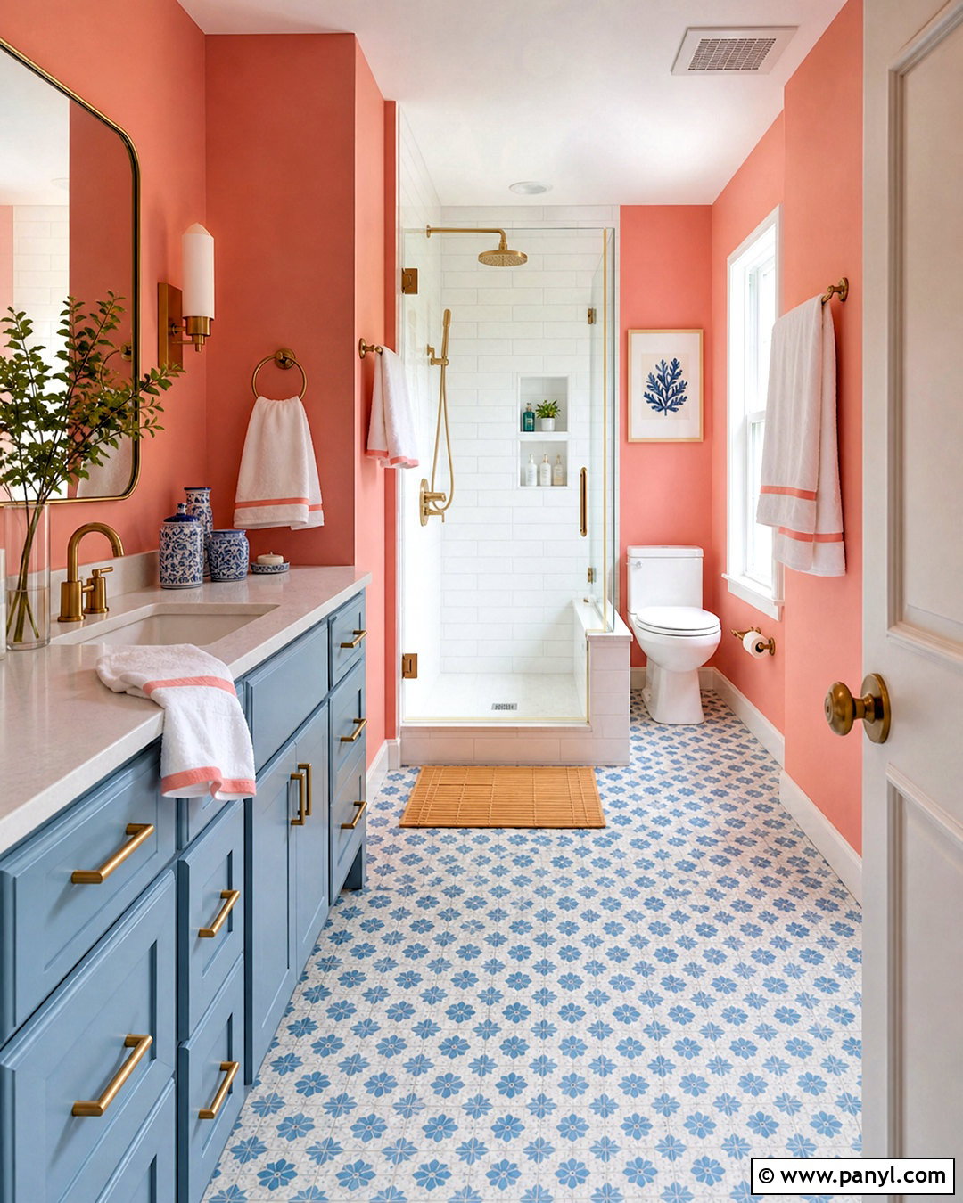 Coral And Pale Blue Bathroom Paint Scheme - 20 bathroom paint ideas colour schemes