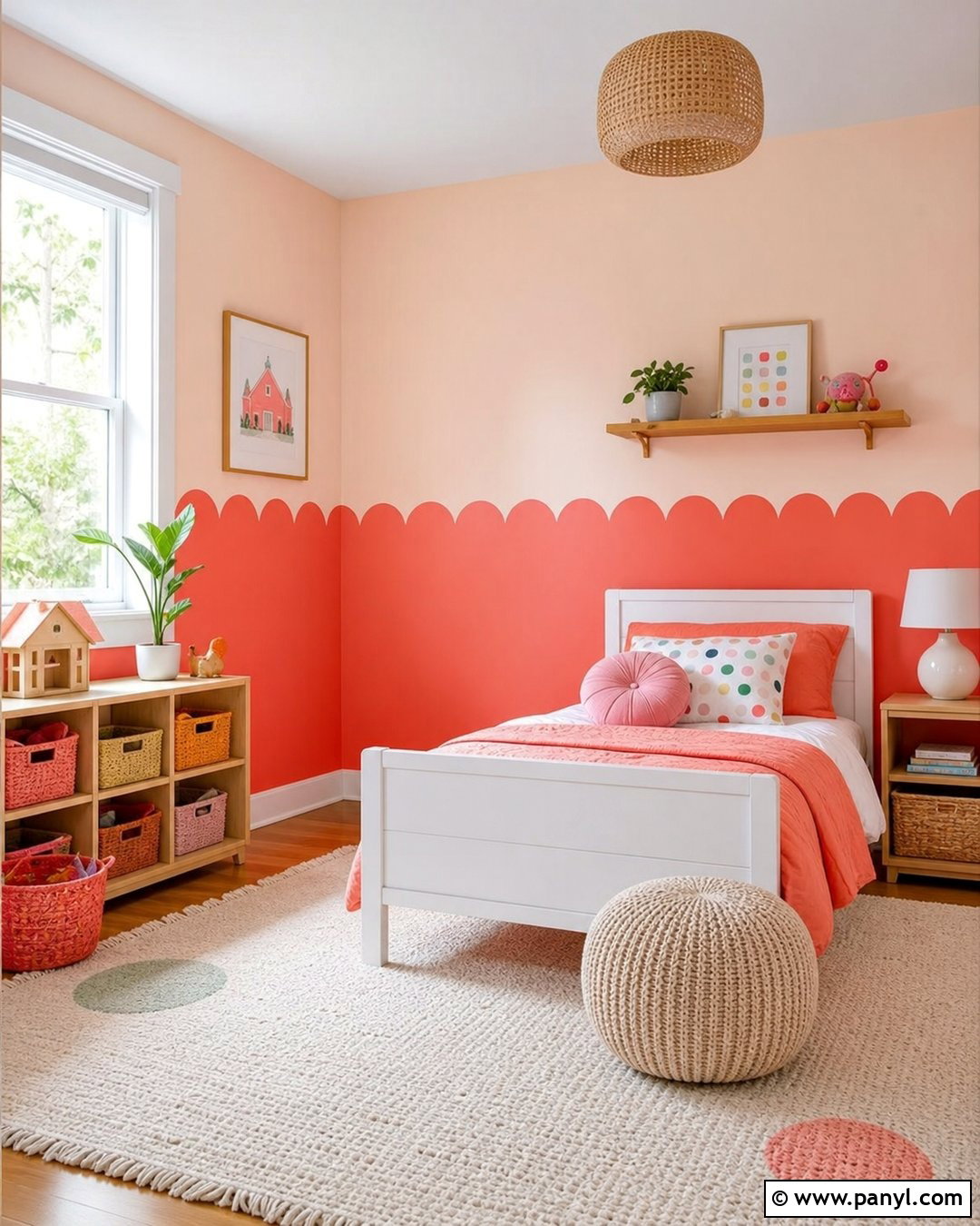 Coral And Pale Peach Two Tone Walls - 45 two tone walls