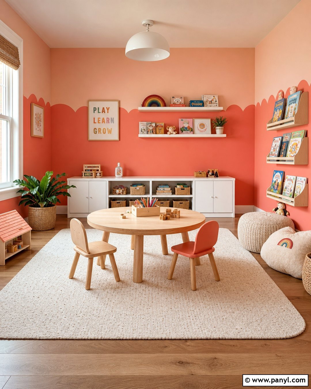 Coral And Peach Two Tone Wall - 35 2 Tone Wall Paint Ideas