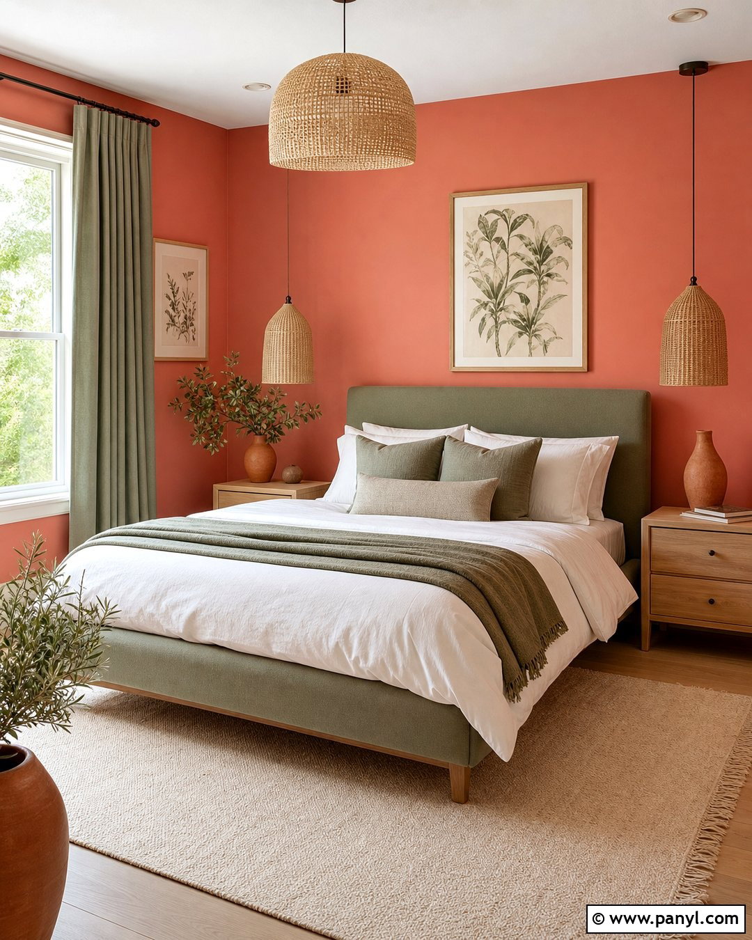 Coral And Sage Green Bedroom - 30 coral walls