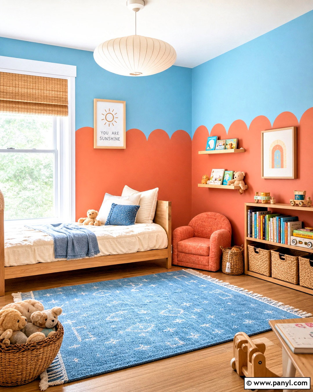 Coral And Sky Blue Two Color Walls - 20 two color wall ideas paint ideas
