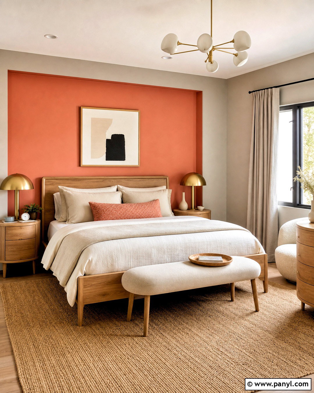 Coral And Soft Greige Bedroom Walls - 20 two colour combination for bedroom walls