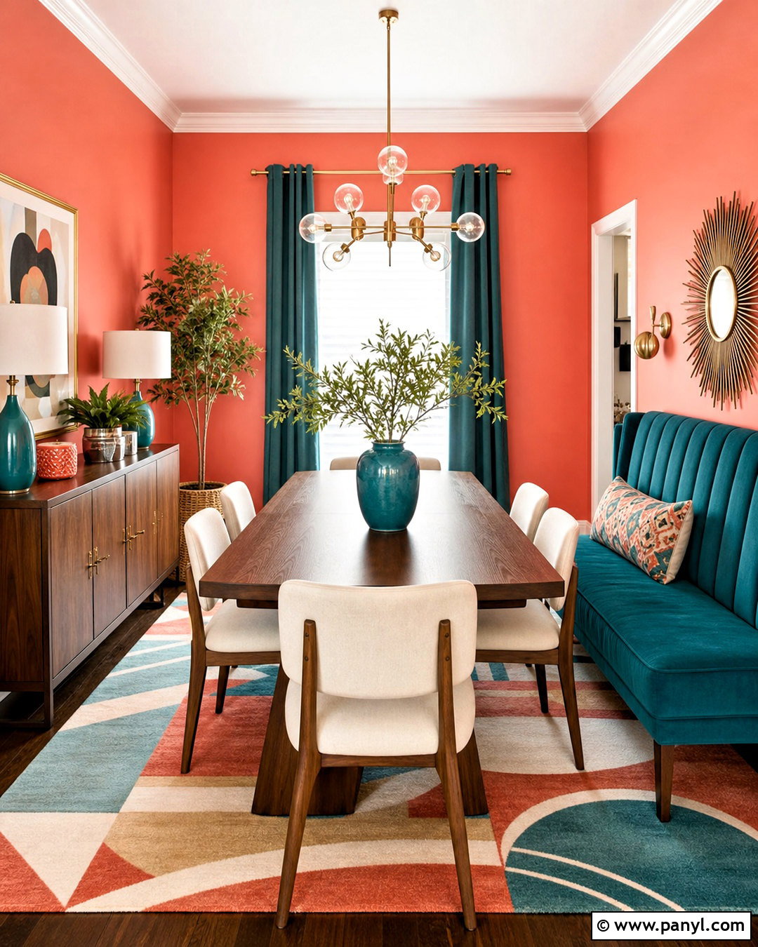 Coral And Teal Dining Room - 20 coral color schemes