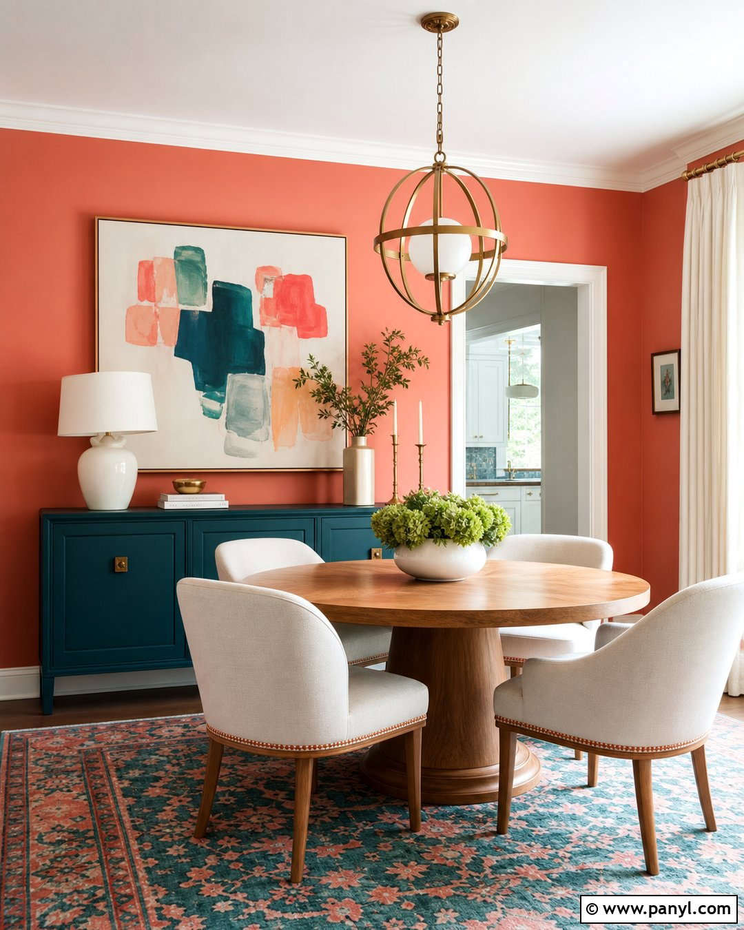 Coral And Teal Dining Room - 30 coral walls