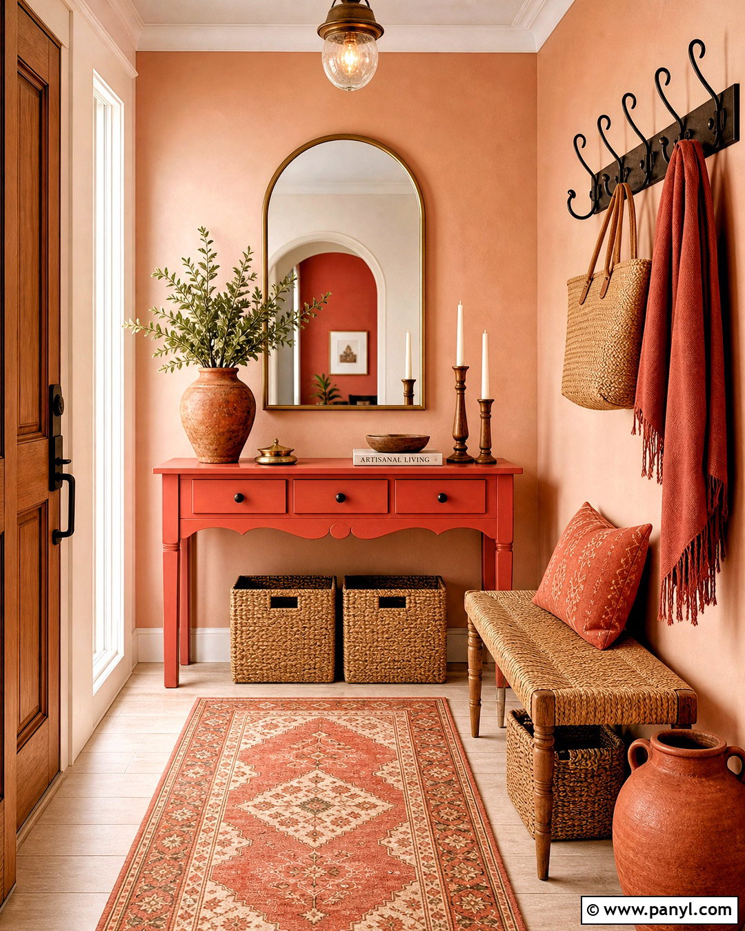 Coral And Terracotta Entryway - 20 coral color schemes