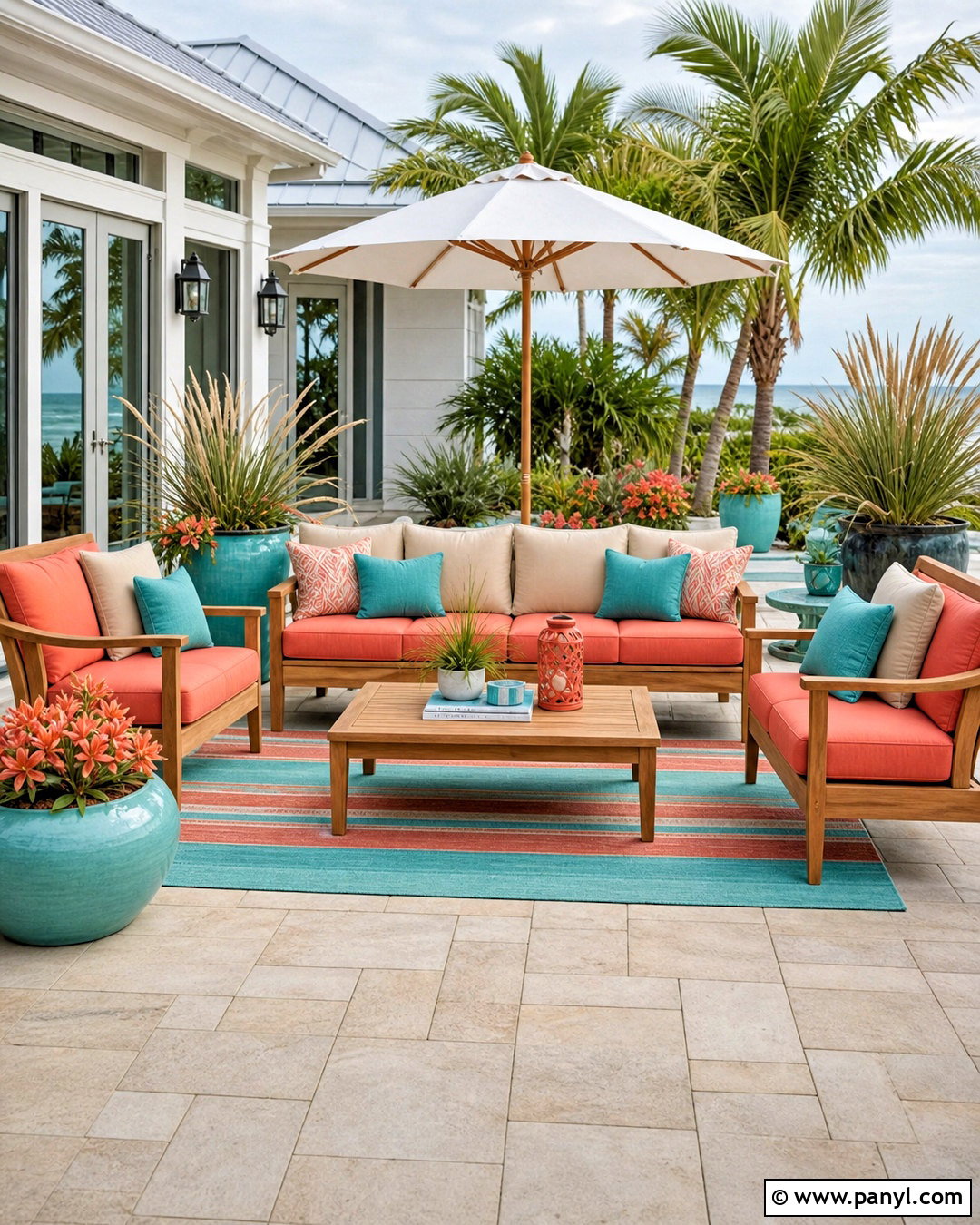 Coral And Turquoise Patio - 20 coral color schemes